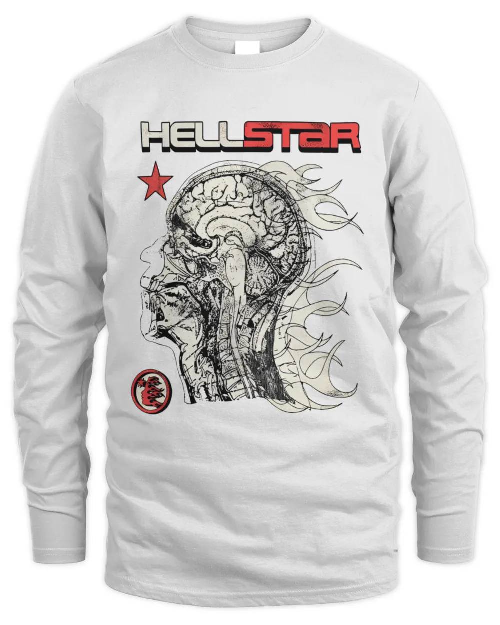 Hellstar Clothing Human Development Shirt Men's Long Sleeved T-Shirt white s