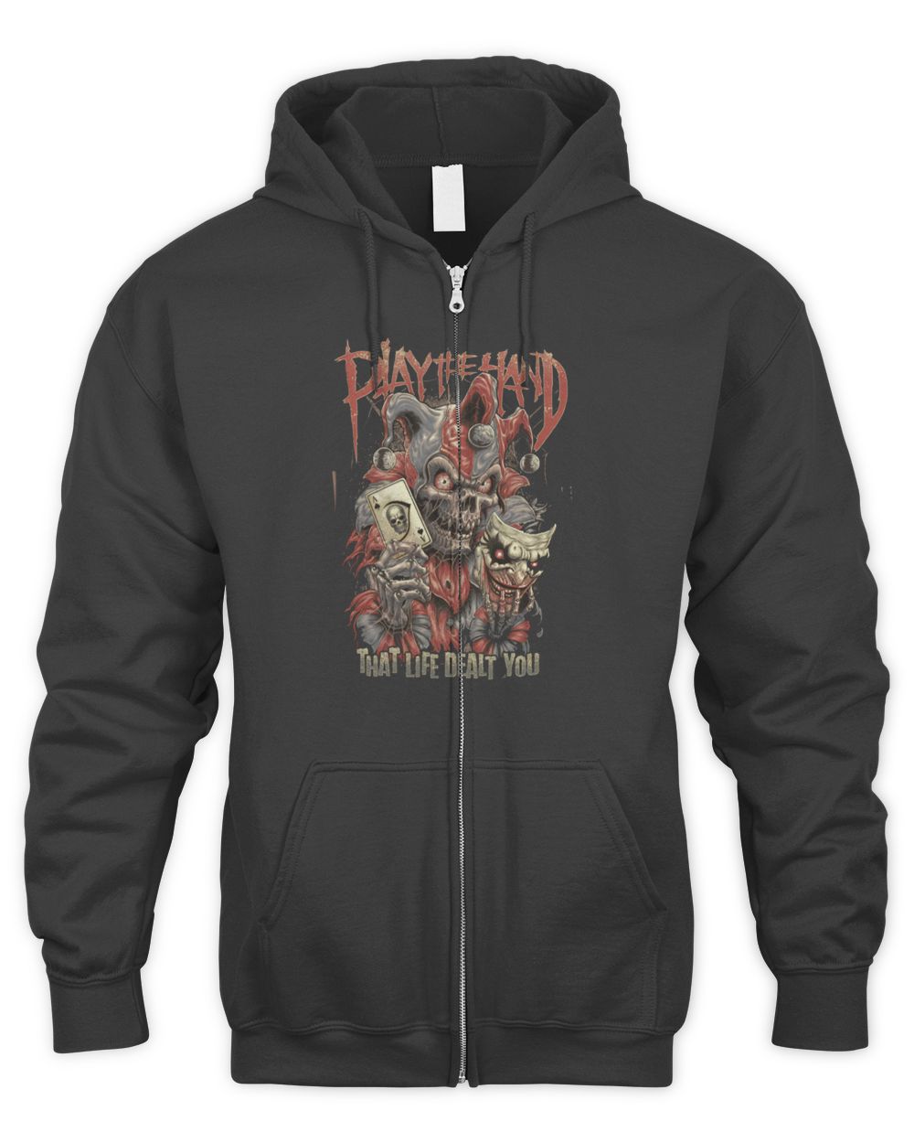 Piay The Hand that life dealt you halloween shirts Men's Zip Hoodie black s